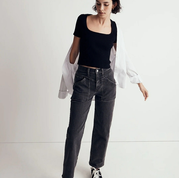 Madewell squre-neck cropped sweater tee - Picture 2 of 4